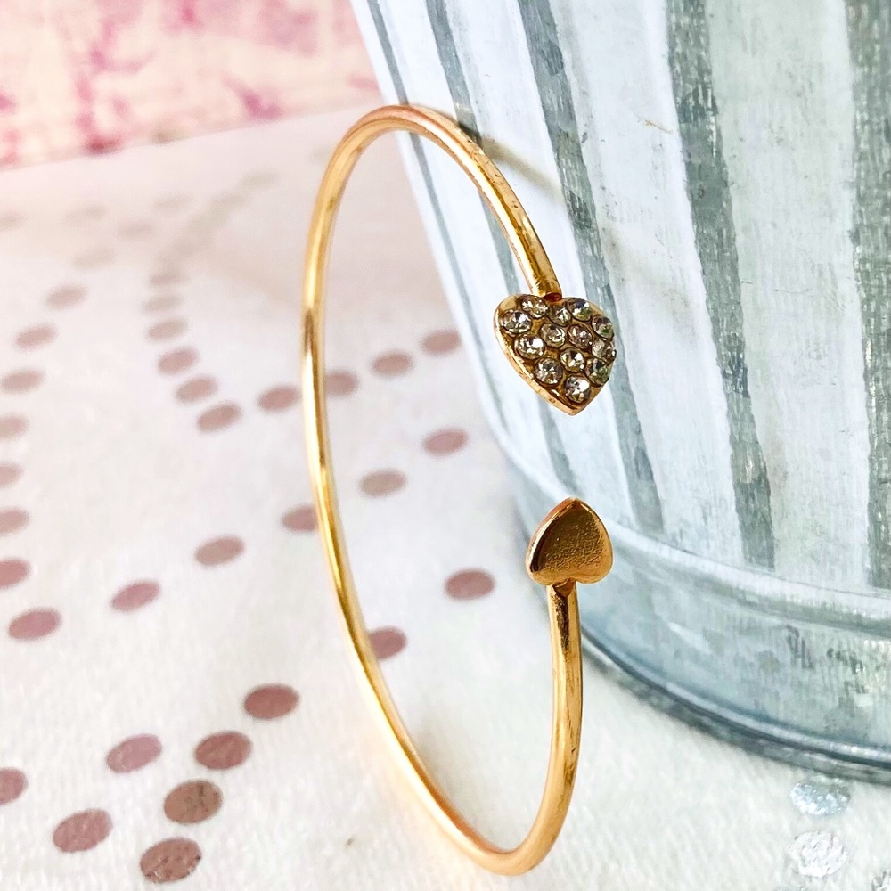 Gold Heart Reverse Cuff Bracelet
